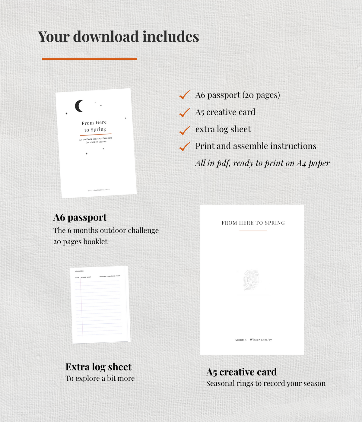 1. Digital product - Printable Autumn/Winter challenge passport - From Here to Spring